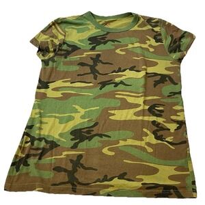 Rothco Woodland Camo T Shirt Women's L Camouflage Short Sleeve Hunting Outdoors